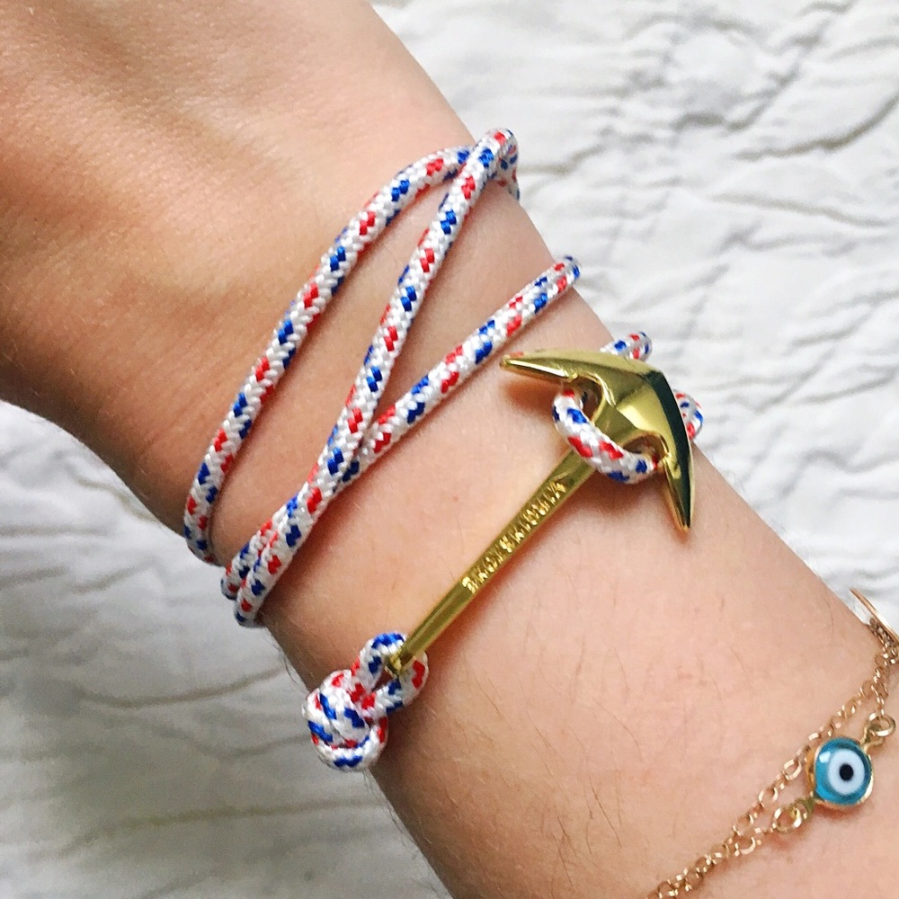 Sailor Rope Gold Anchor Wrap Bracelet
